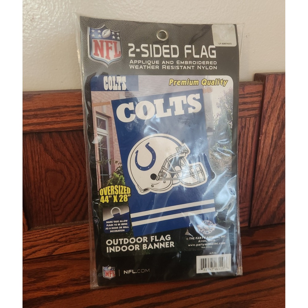 New‎ Nfl Indianapolis Colts 2 Sided Flag 44x28 Football Helmet Blue And White